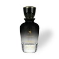 Oud_Magribi_100_ML_EDP_by_Luttfan Black perfume bottle with gold cap on a white background